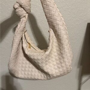 Elegant Beige Woven Handbag